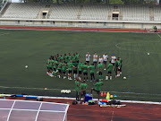 Bafana Bafana players in a discussion with the technical team led by coach Stuart Baxter on Monday October 15, 2018 at the 10,000-seater Stade Linite in Victoria ahead of the crucial 2019 Africa Cup on Nations qualifier between South Africa and Seychelles at the same match venue the following day. 