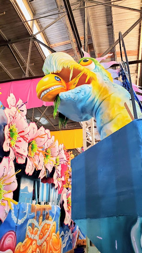 Things to do in New Orleans: Visiting Mardi Gras World. Family friendly, free shuttles can take you here, and a visit will take you 1 - 1.5 hours with multiple float and prop photo ops as well as learning about Mardi Gras