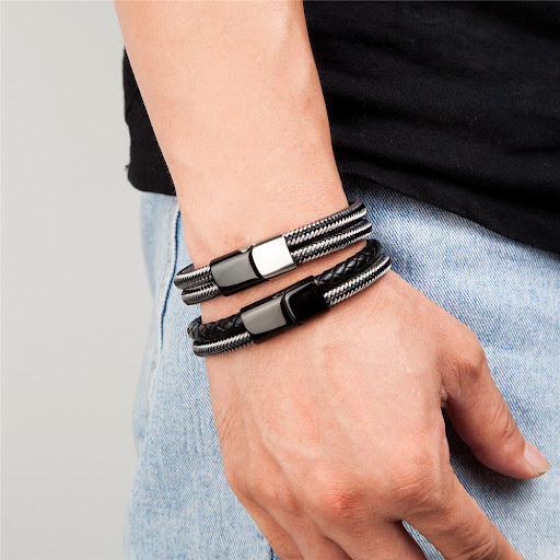 Title 1, Mens Steel Wire Woven Stainless Steel Double L...