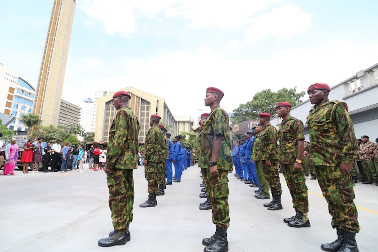 Uniformed Disciplined Services arrive at Holy Family Bassilica Nairobi ahead of a thanks giving service to be presided by DP Gachagua on November 6, 2022