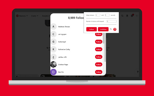 Pinterest Follow Bot chrome extension