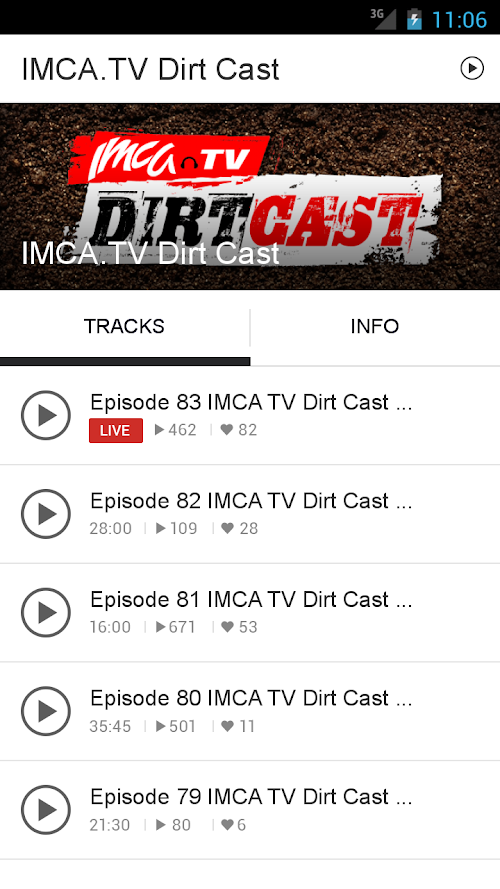 Android application IMCA.TV Dirt Cast screenshort