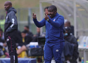 University of Pretoria coach Tlisane Motaung reacts during a GladAfrica Championship match against Hungry Lions at Tuks Stadium.