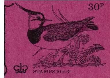 British Stamps QE II Stitched Decimal Booklets Item: view larger image for SG DQ58 (1971) - 30 Booklet <br/>Dated June 1971 - No 2 Lapwing