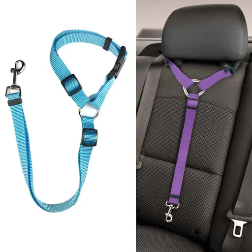 Solid Color Two-in-one Pet Car Seat Belt Nylon Lead Leash Backseat Safety Belt Adjustable Dogs Harness Collar Pet Access