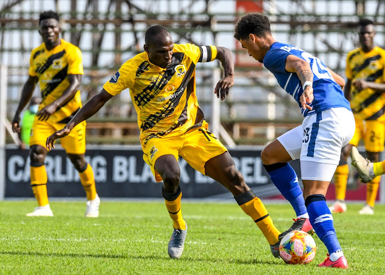 Rodney Ramagalela of Black Leopards and Rushine de Reuck of Maritzburg United during the DStv Premiership match between Black Leopards and Maritzburg United at Thohoyandou Stadium on November 21, 2020 in Thohoyandou, South Africa.