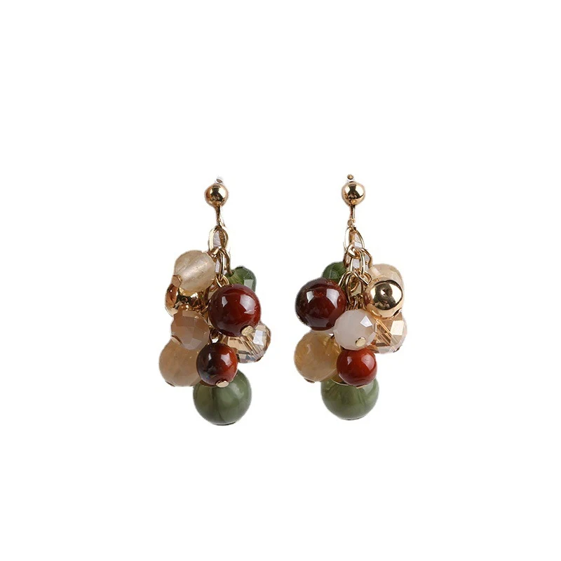 Fashionable Colorful Acrylic Grape Cluster Earrings add a pop of vibrant color and playful charm. Perfect for elevating 