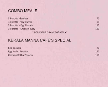 Kerala Manna Cafe menu 