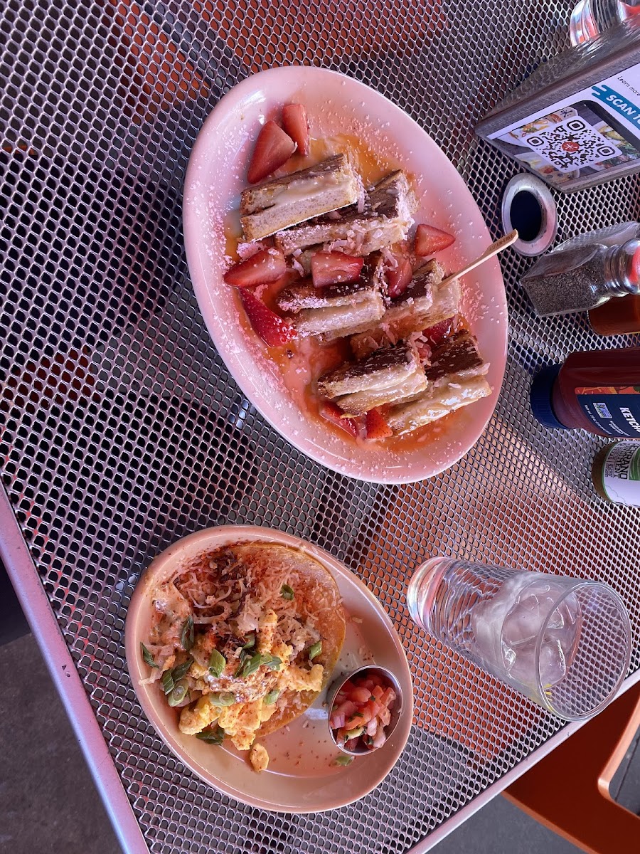 Stuffed french toast and breakfast taco!