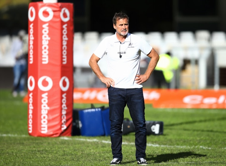 Robert du Preez (Head Coach) of the Cell C Sharks during the Super Rugby match between Cell C Sharks and Chiefs at Jonsson Kings Park on May 19, 2018 in Durban, South Africa.