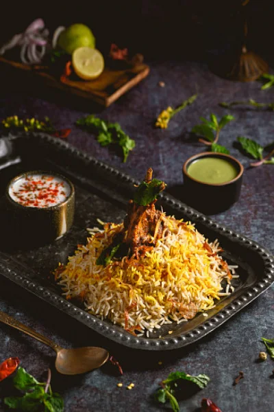 Mutton Dum Biryani With Raita