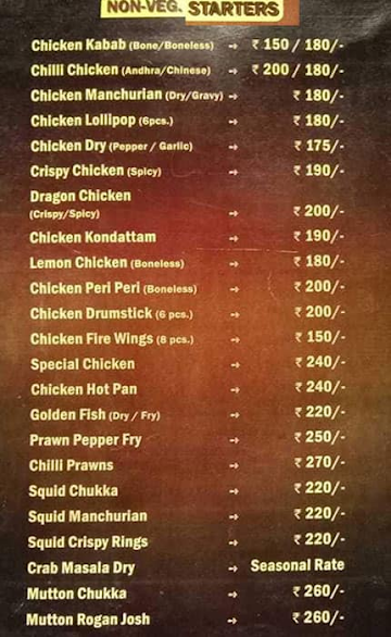 Golden Delightz menu 