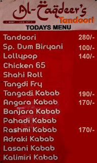 Al-Taqdeer's Tandoori menu 1