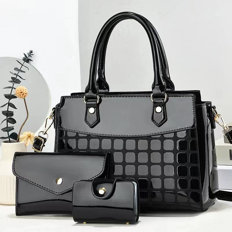 Sac à bandoulière femme en cuir brillant embossé, grande capacité, sac messager élégant pour transporter l'essentiel avec style