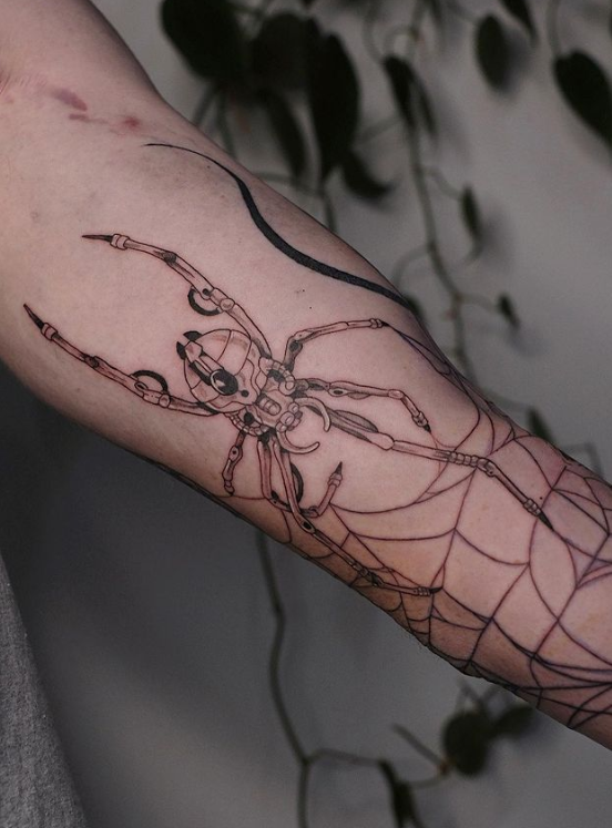 Mechanical Spider Tattoo