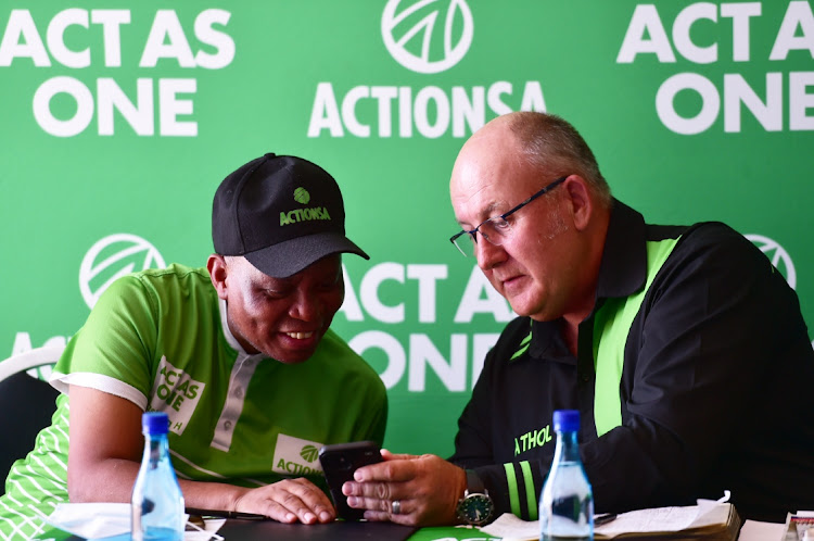 Herman Mashaba, left, and Athol Trollip sit down before an ActionSA media conference in Gqeberha on Wednesday at which it was announced that Trollip had joined the party Image: