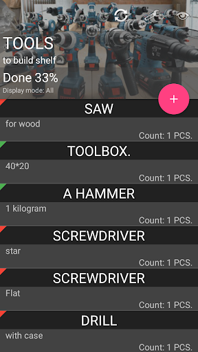 Screenshot Shopping list