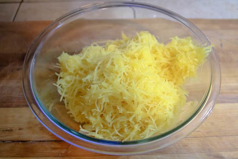 Shredded Spaghetti Squash In A Bowl.