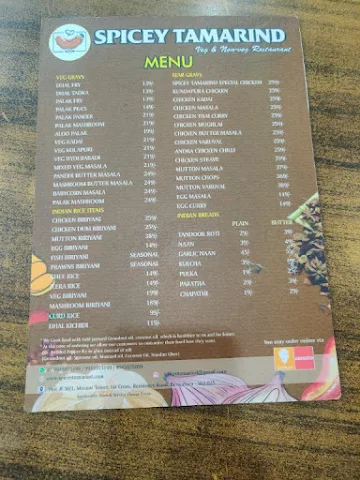 Spicey Tamarind menu 