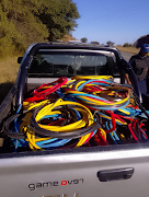 A bakkie allegedly carrying stolen property outside the Anglo Ashanti hospital premises in Carltonville.