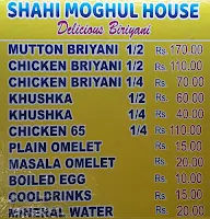 Shahi Moghul House menu 1