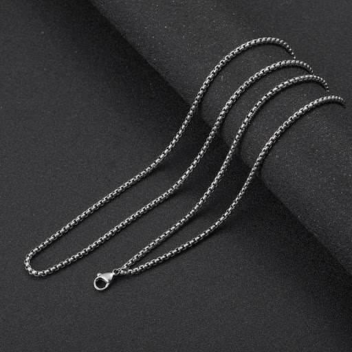 Title 5, Stainless Steel Square Pearl Necklace. A stylis...