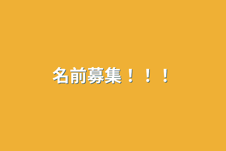 「名前募集！！！」のメインビジュアル