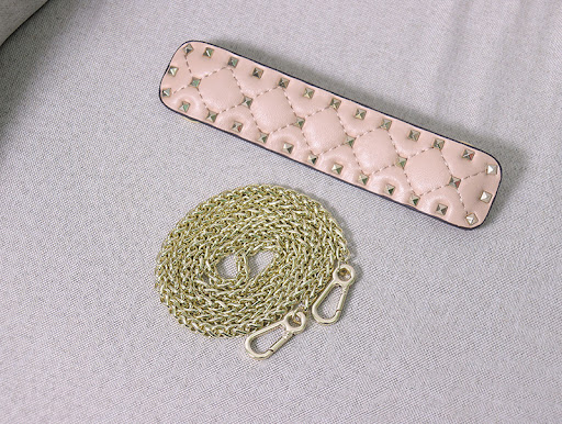 Title 2, Leather Rivets Bucket Bag Diamond Chain Stylish...