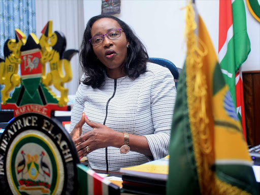 Nairobi county speaker Beatrice Elachi during a press conference in her office on August 28 /EZEKIEL AMING’A