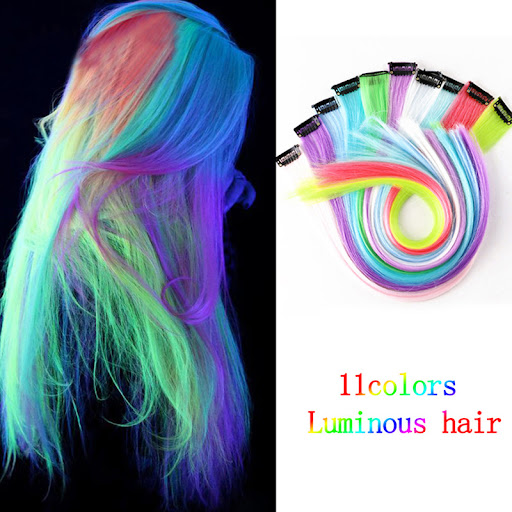 Title 1, Luminous DIY Clip In Hair Rainbow 50 CM Tracele...