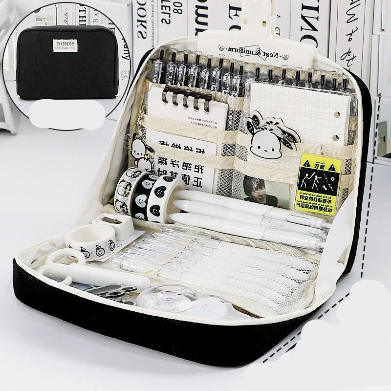 Estuche de papelería japonés estilo Ins para chicas, gran capacidad, perfecto para organizar tus bolígrafos, lápices y útiles escolares.