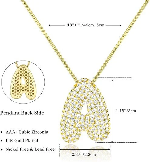 Title 1, Messing Zirkoon Ballon Engelse Letter Ketting, ...