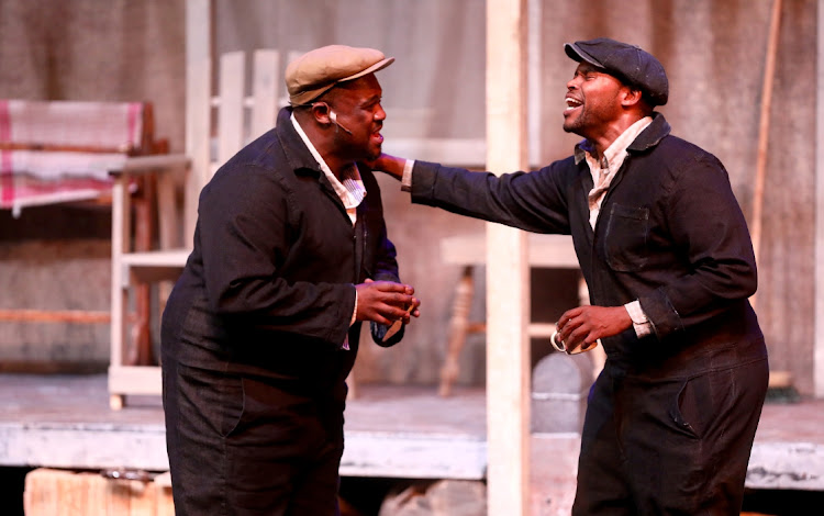 Tumisho Masha alongside Lunga Radebe, who plays Jim Bono, in the play 'Fences'.