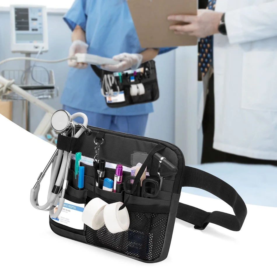 Sac de rangement d'outils portable et multifonctionnel pour infirmières. Transportez et organisez facilement vos outils essentiels pour des soins optimaux.