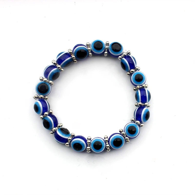 Bransoletka 8mm Żywica Dwa Oczy Niebieski Diabeł, Ochrona i Szczęście, Pozytywna Energia, Elegancki i Duchowy Design, Męski Styl