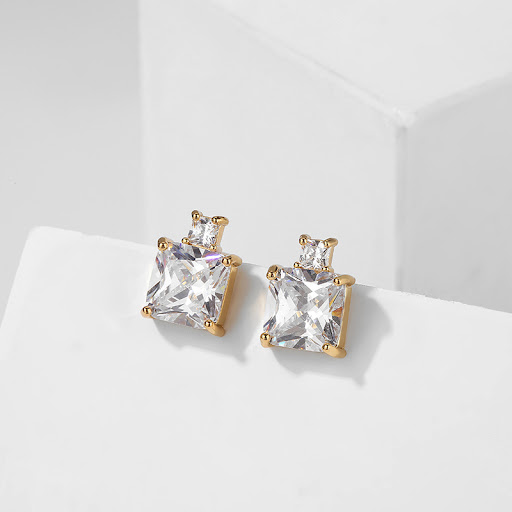 Title 1, Colored Gems Blue Burst Geometric Square Zircon...