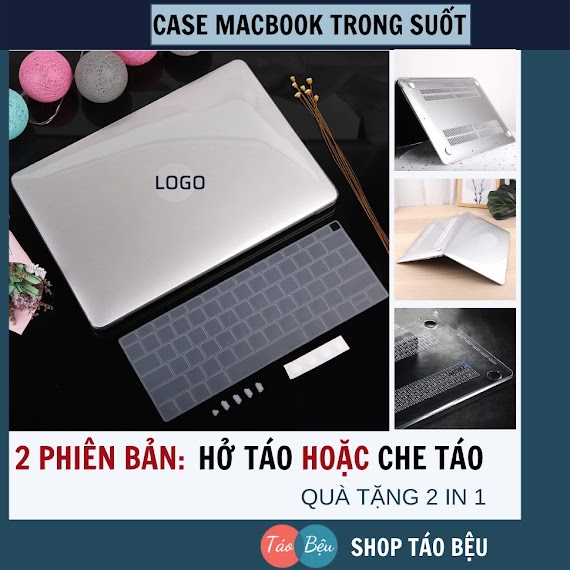 [4 In 1] Case Macbook, Ốp Macbook Trong Suốt (Tặng Nút Chống Bụi, Kẹp Chống Gẫy Sạc)