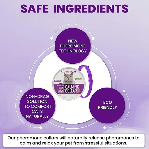 Calming Collar for Cats Pet Calming Pheromone Collar for Cats Dogs Calming Collar for Anxiety Effective Relieve Anxiety 