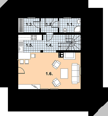 L-44 szkielet drewniany - Rzut parteru