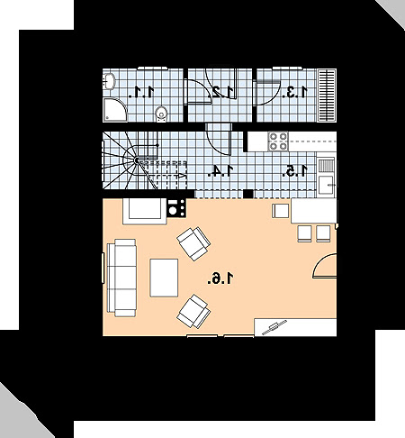 L-44 szkielet drewniany - Rzut parteru