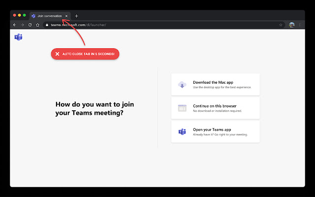 Close Microsoft Teams tabs chrome extension