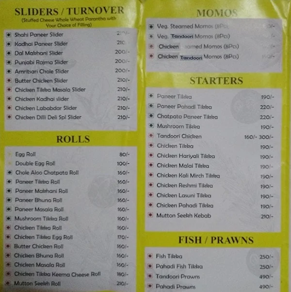 Dilli Deli menu 