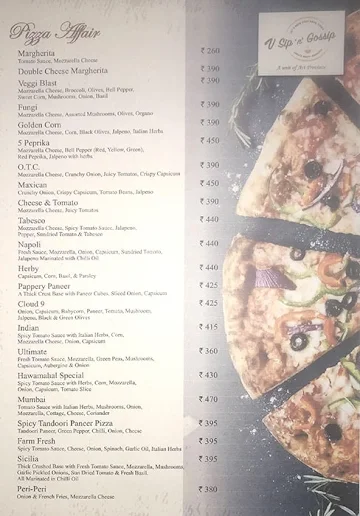 V Sip'n' Gossip menu 