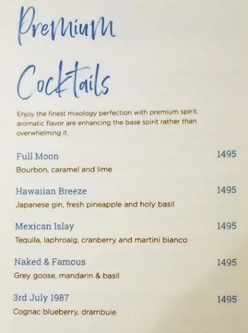 Kylin Skybar menu 