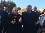 President Jacob Zuma and Western Cape Premier Helen Zille stand on a hill in Knysna Heights on Thursday. Image: Esa Alexander