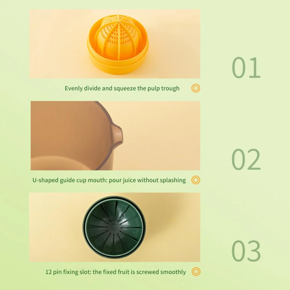 Mini Portable Manual Juicer for Citrus Fruits. Lemon, Lime, Orange Squeezer. Homemade DIY Juice. Pulp Separator. Easy to