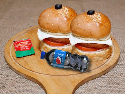 Cheese Burger [2 Pieces] With Pepsi [250 Ml]