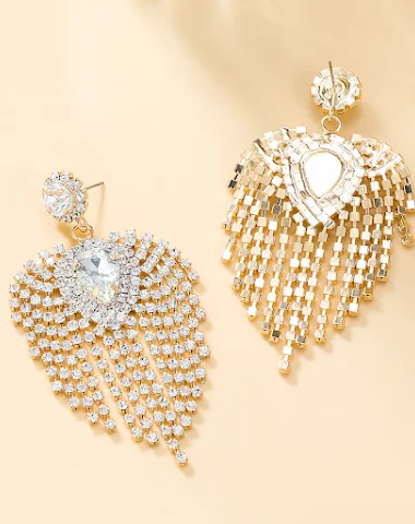 Pendientes de novia con borlas de d - 0