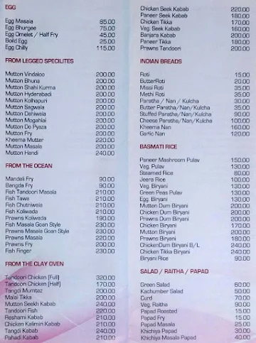 Natraj Family Restaurant & Bar menu 