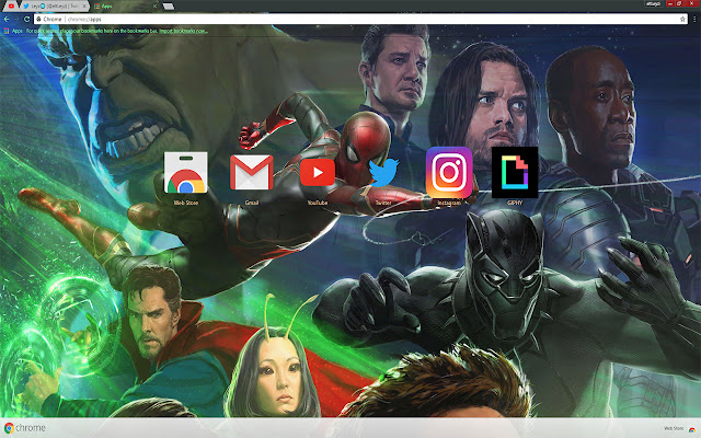 Spiderman and his Team Avengers: Infinity War chrome extension